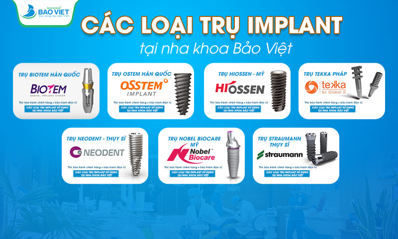 Các loại trụ implant được nhiều khách hàng ưa chuộng tại Nha khoa Bảo Việt